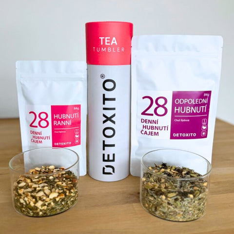 Hubnoucí čaje (28 denní balíček) + Čajová láhev